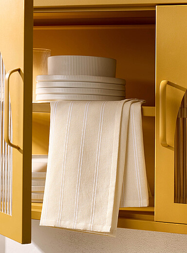 Waffled striped tea towel