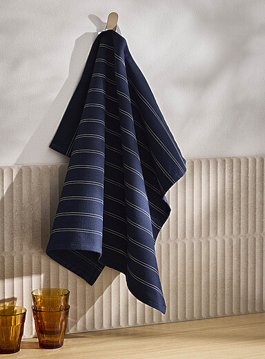 Waffled striped tea towel