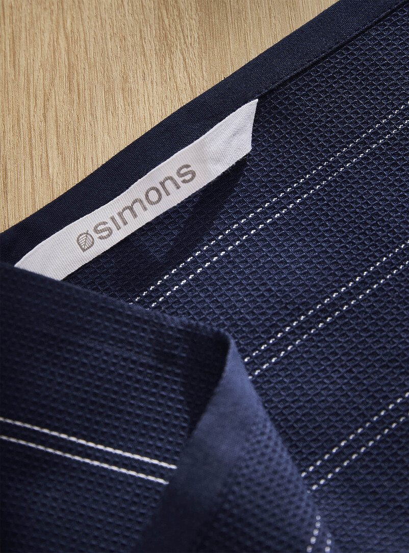 Simons Maison: Le linge &agrave; vaisselle gaufr&eacute; &agrave; rayures Bleu marine - Bleu nuit