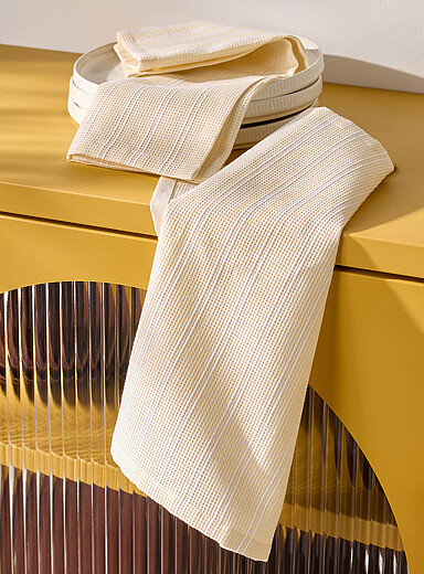Les chiffons gaufr&eacute;s &agrave; rayures Ensemble de 2