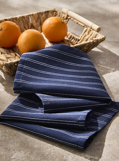 Les chiffons gaufr&eacute;s &agrave; rayures Ensemble de 2