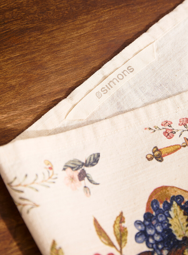 Simons Maison: Le linge &agrave; vaisselle inspiration tapisserie ranch Blanc &agrave; motifs