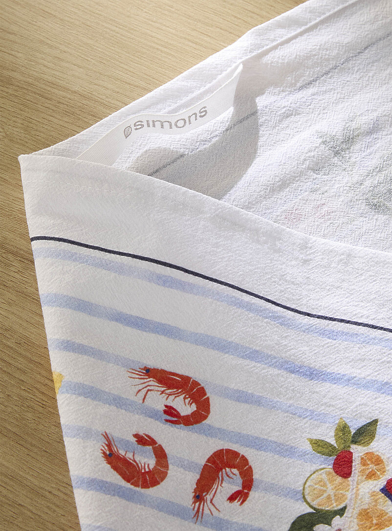 Simons Maison: Le linge &agrave; vaisselle saveurs d'&eacute;t&eacute; Bleu &agrave; motifs