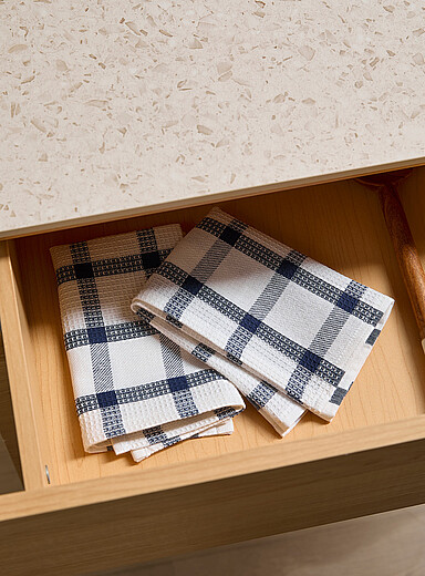 Simons Maison Ivory/Cream Beige Two-tone checkered dishcloths Set of 2