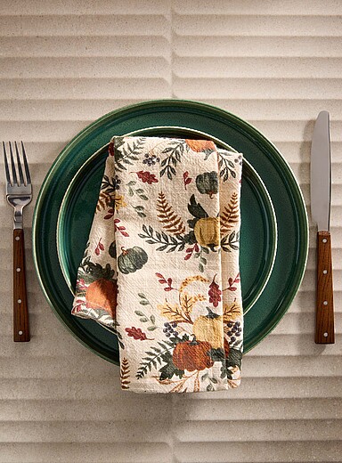 La serviette de table cueillette de citrouilles