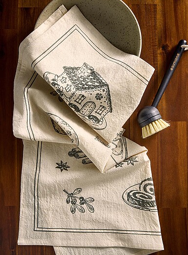 Le linge &agrave; vaisselle motif vintage <b>Collection de No&euml;l</b>