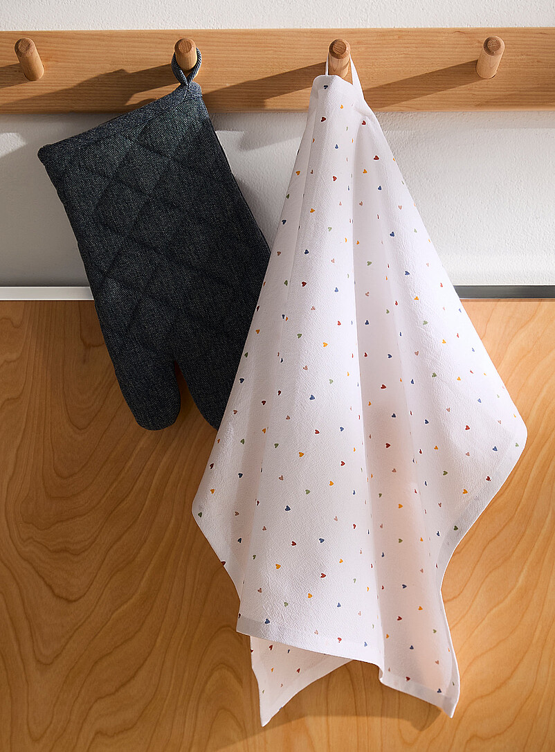 Small Colourful Hearts Tea Towel