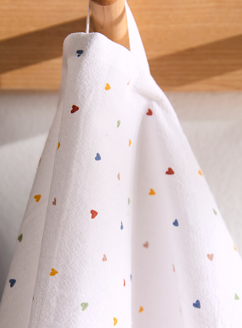 Small colourful hearts tea towel product image 2