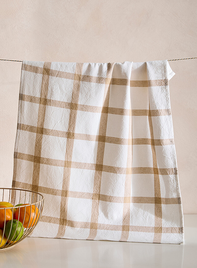 Two-tone plaid tea towel product image (primary)
