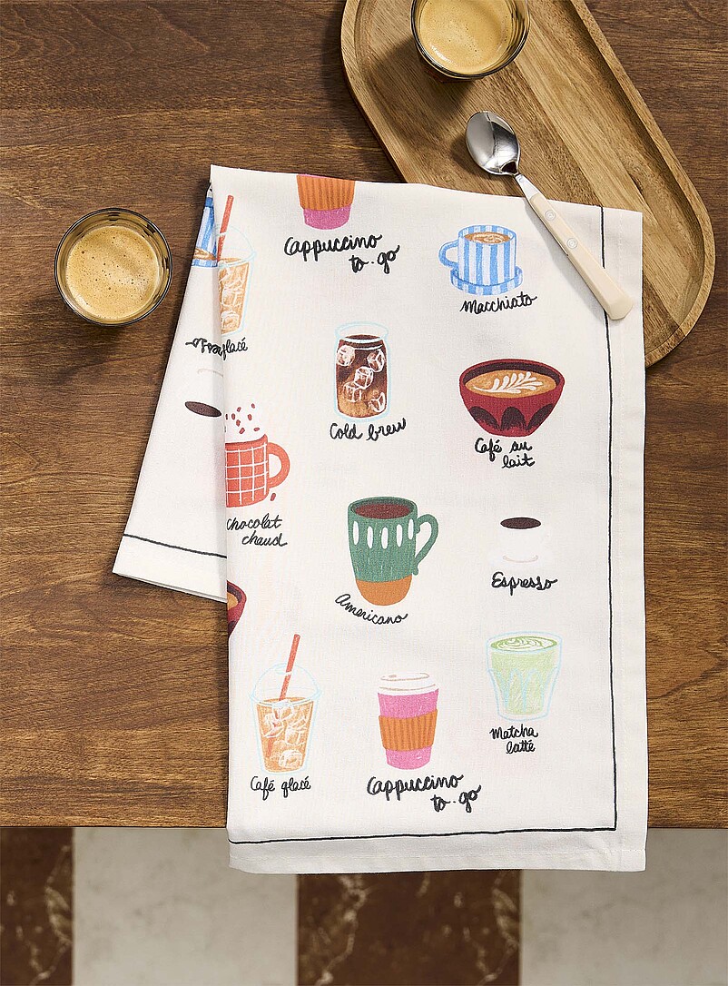 Favourite drinks tea towel product image (primary)