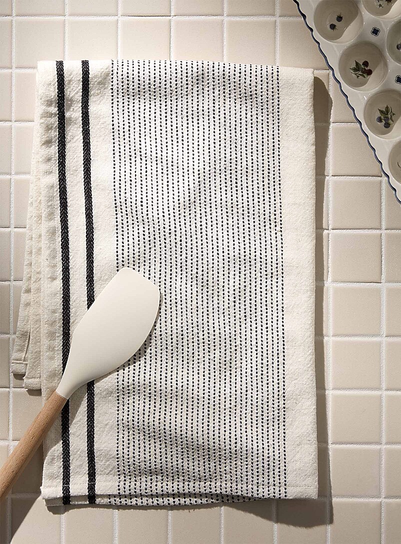 Dotted stripes cotton-linen blend tea towel product image (primary)