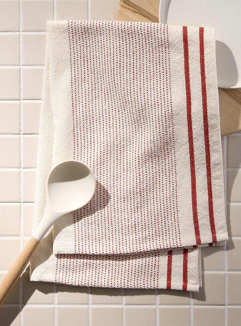Dotted Stripes Cotton-Linen Blend Tea Towel