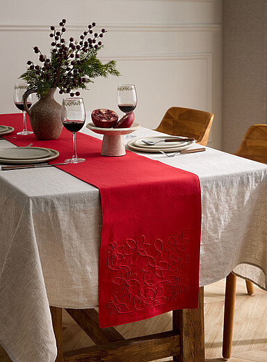 Textured cord embroidered table runner See available sizes