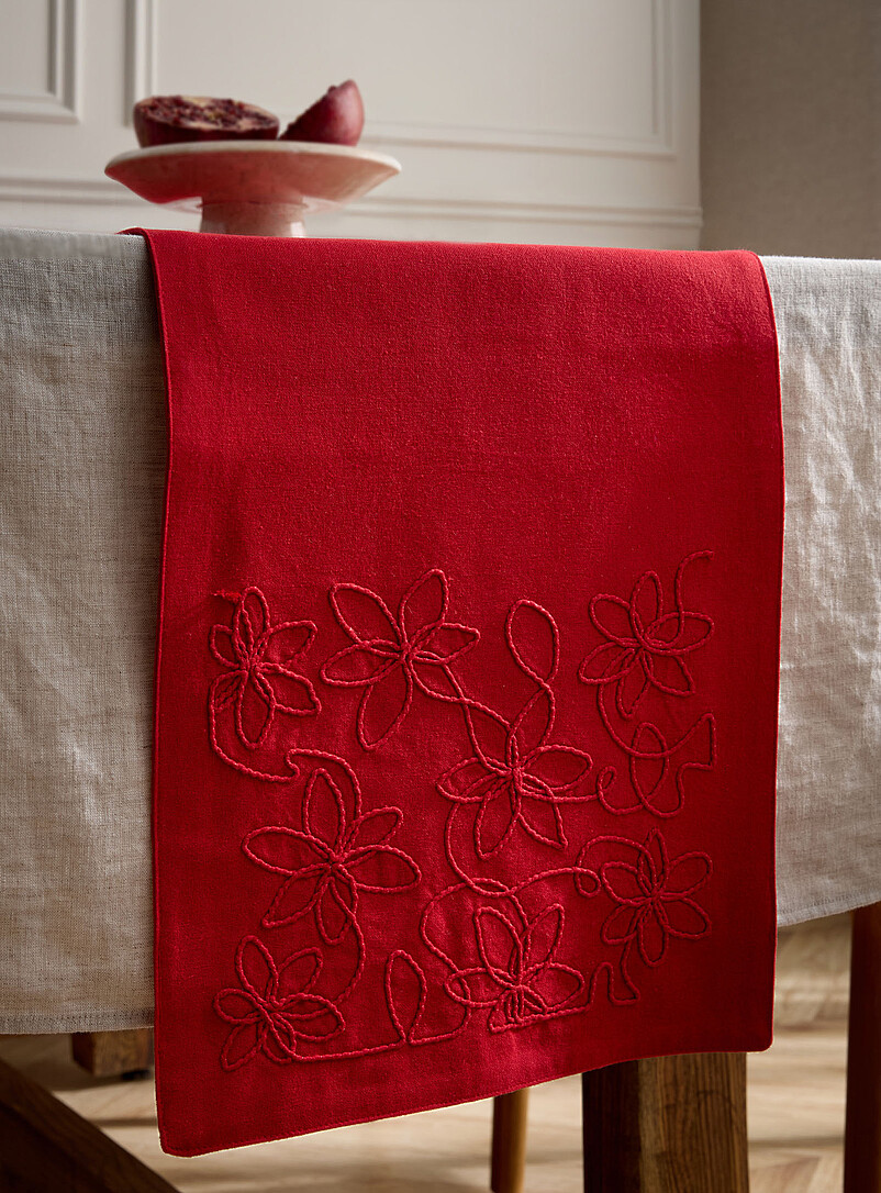 Textured cord embroidered table runner See available sizes