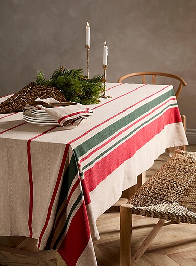 Simons Maison Assorted Traditional stripes tablecloth <b>Christmas Collection</b>