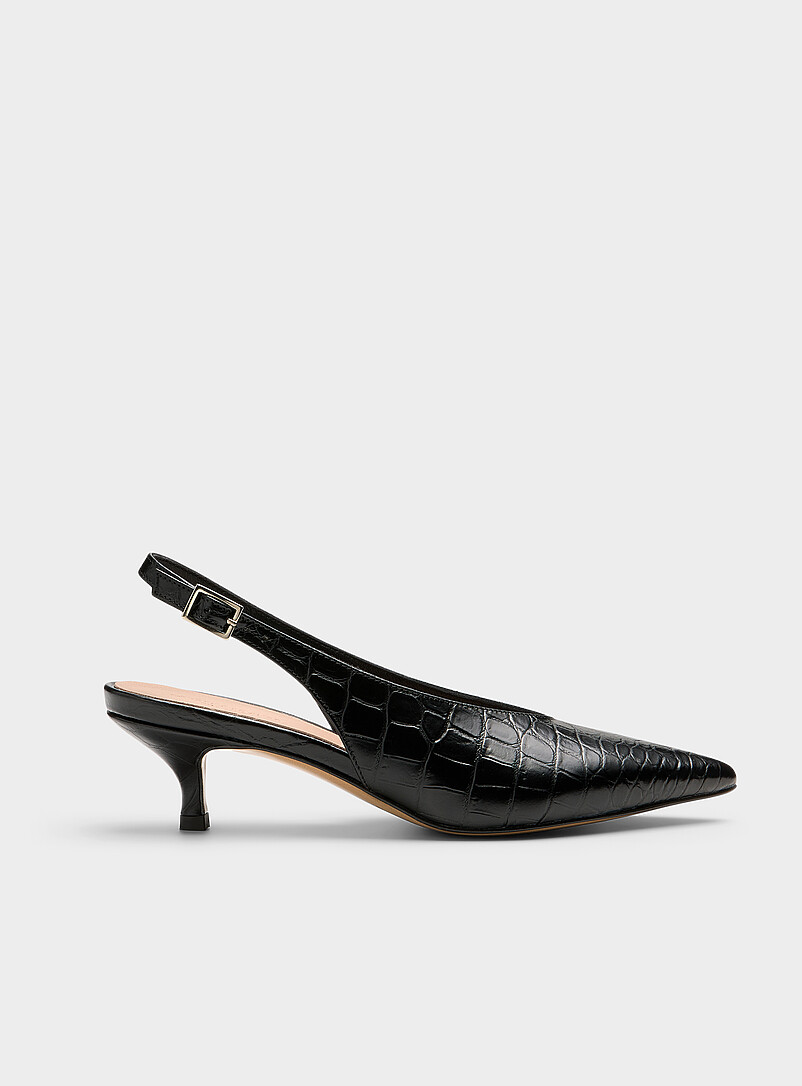 Simons Black Textured leather slingback pumps Women <b>Exclusive collection from Italy</b> for women