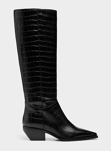 Simons: La botte pointue cuir croco <b>Collection exclusive d'Italie</b> Femme Noir pour femme