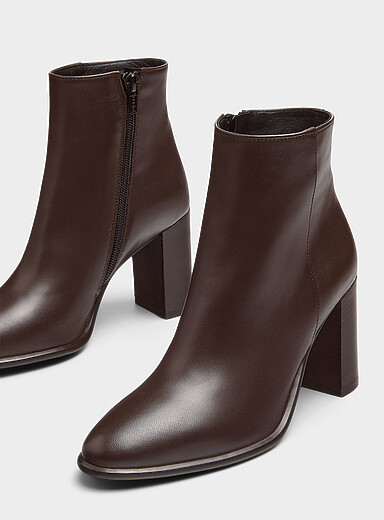 Block-heel leather boot <b>Exclusive collection from Italy</b> Women