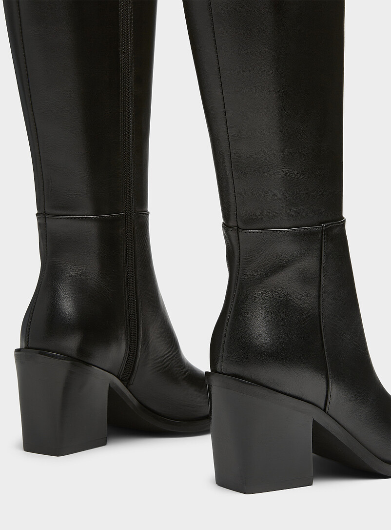 Square-toe block-heel leather boots Women Exclusive collection from Italy product image 2