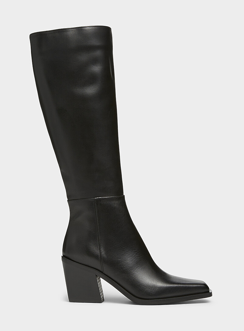 Square-toe block-heel leather boots Women Exclusive collection from Italy product image 3