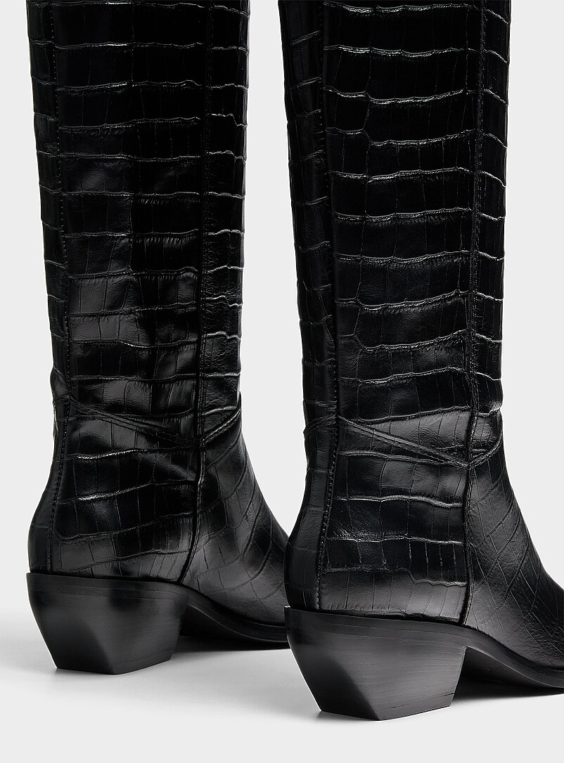 Pointed croc-embossed leather boot Exclusive collection from Italy Women product image 2