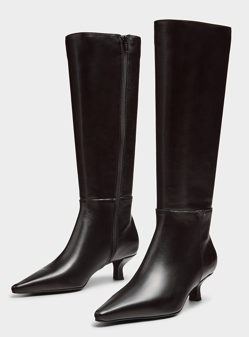 Black leather kitten heel boot Exclusive collection from Italy Women product image (primary)