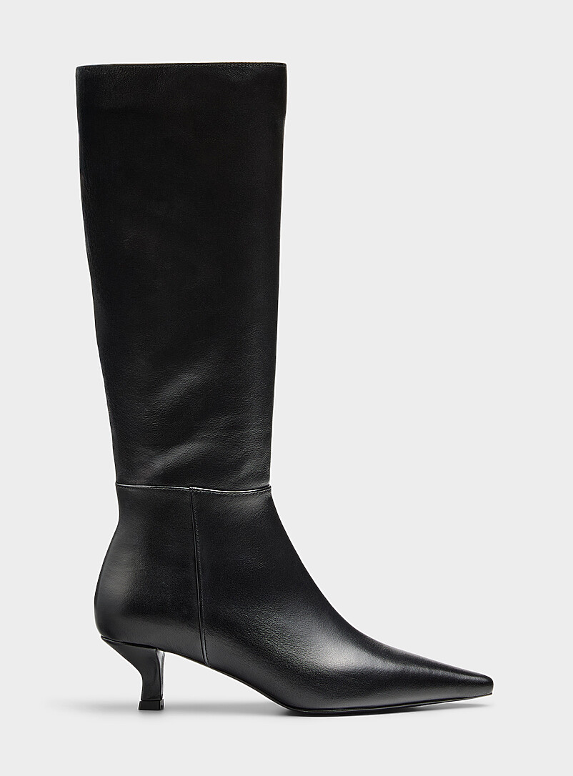 Black leather kitten heel boot Exclusive collection from Italy Women product image 2