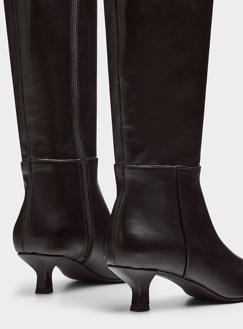Black leather kitten heel boot Exclusive collection from Italy Women product image 3