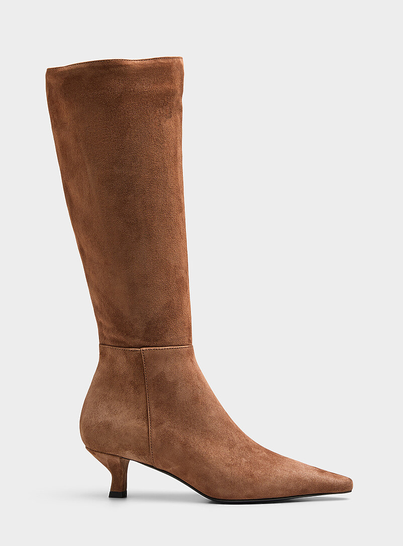 Caramel suede kitten heel boot Exclusive collection from Italy Women product image (primary)