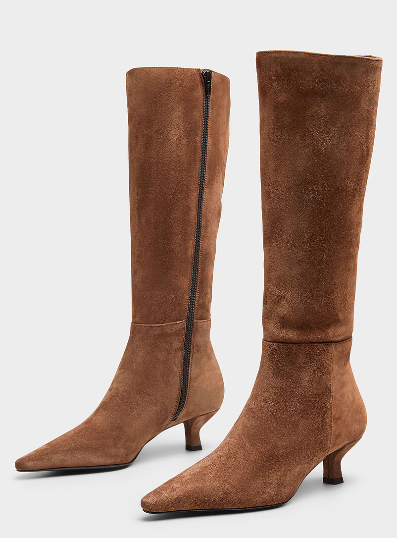 Caramel suede kitten heel boot Exclusive collection from Italy Women product image 2