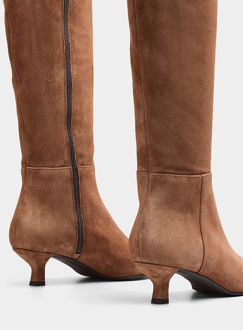 Caramel suede kitten heel boot Exclusive collection from Italy Women product image 3