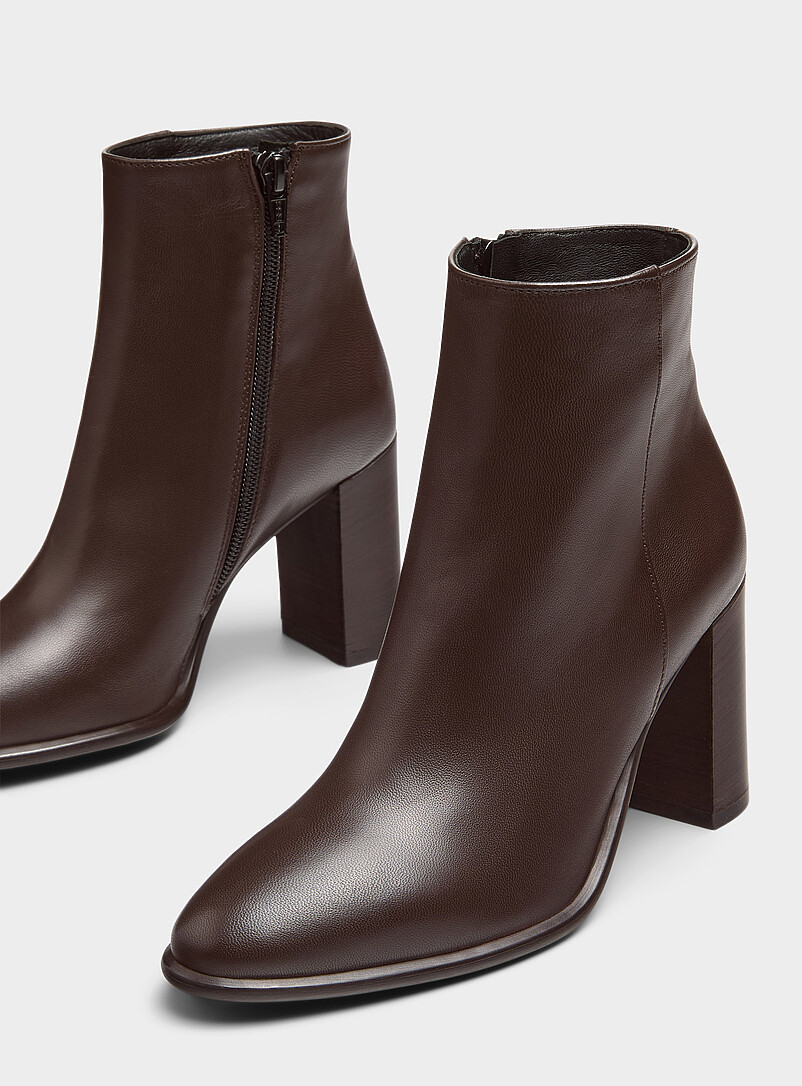 Block-Heel Leather Boot Exclusive Collection From Italy Women