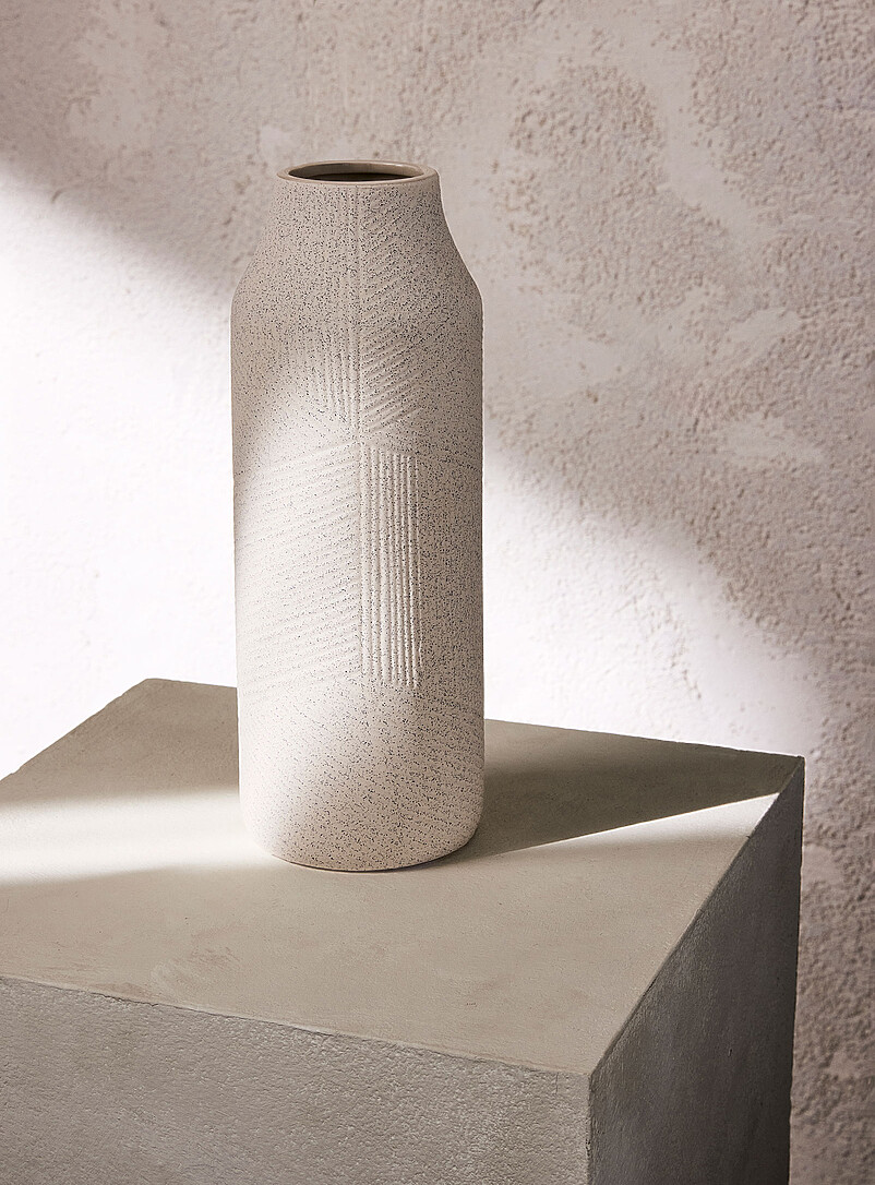 Grooved ceramic elongated vase product image (primary)