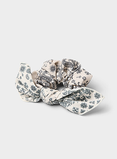 Simons: Le chouchou boucle motif paisley &Eacute;cru &agrave; motifs pour femme