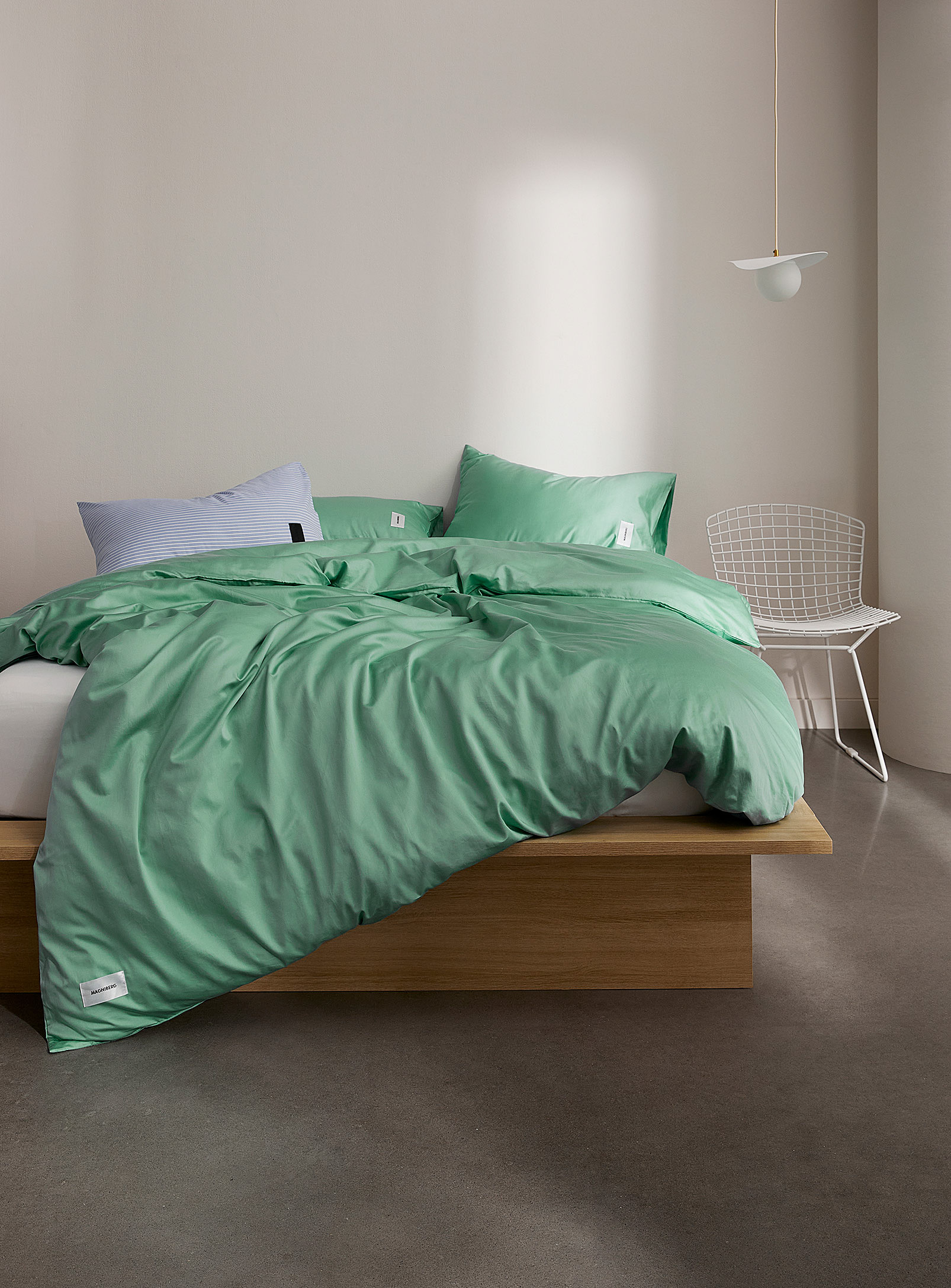 Magniberg Satin And Cotton Duvet Cover In Blue