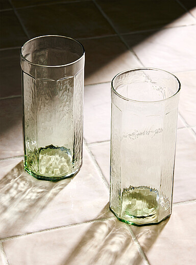 Large textured faceted glasses Set of 2