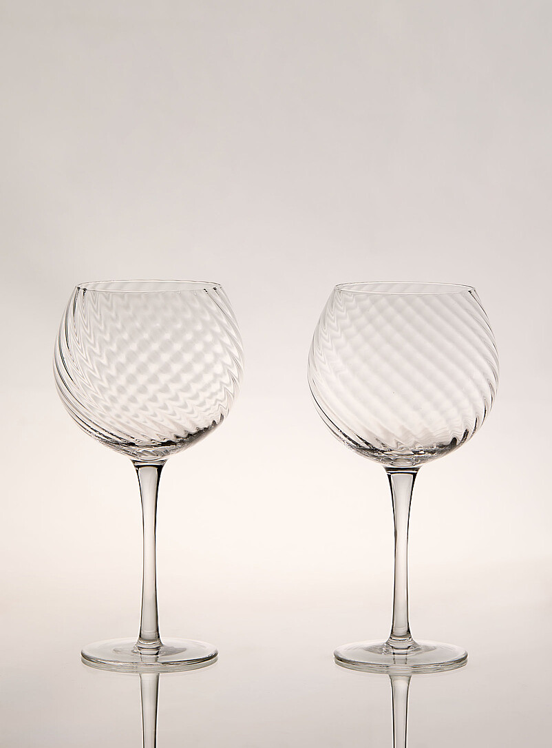 Les verres à vin texture en spirale Ensemble de 2 | Simons Maison ...