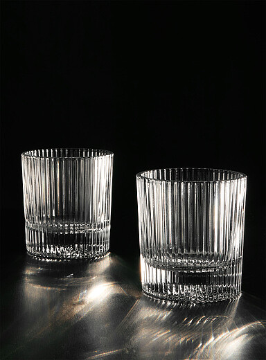 Simons Maison Transparent Small ribbed glasses Set of 2