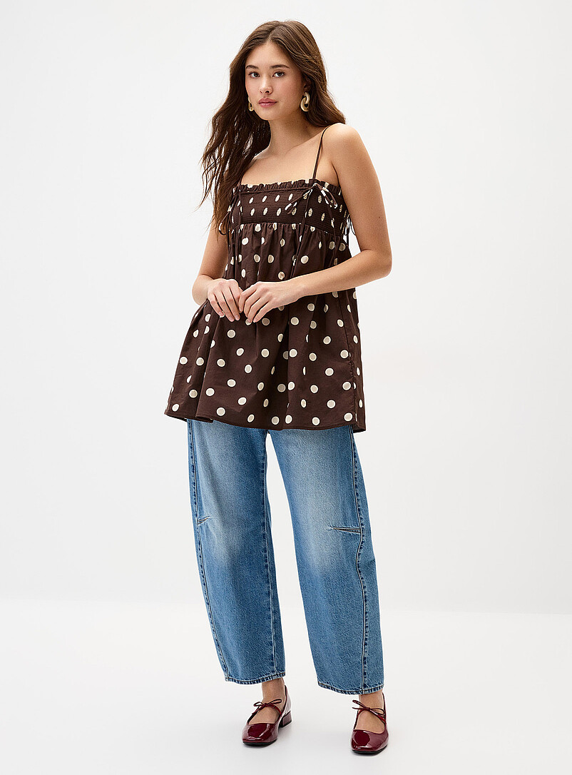 Things Between: La camisole babydoll pois Brun - Pois pour femme