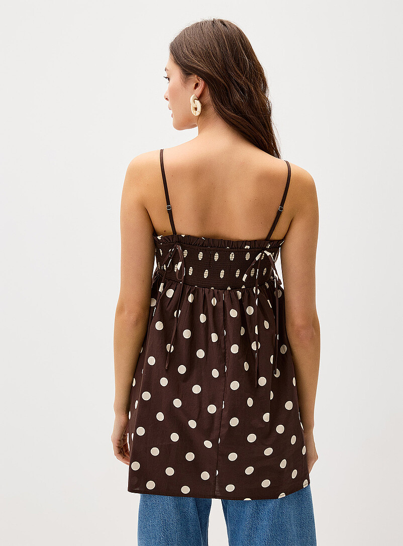 Things Between: La camisole babydoll pois Brun - Pois pour femme