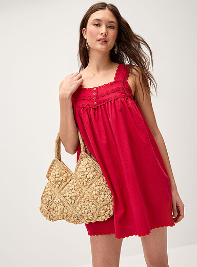 Floral embroidery babydoll minidress
