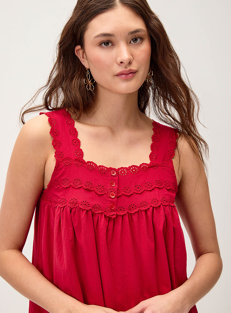 Things Between Off White Floral embroidery babydoll minidress for women