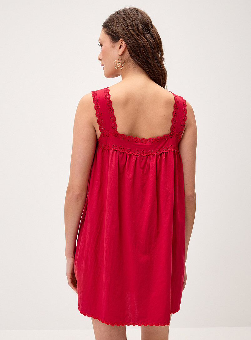 Things Between Off White Floral embroidery babydoll minidress for women