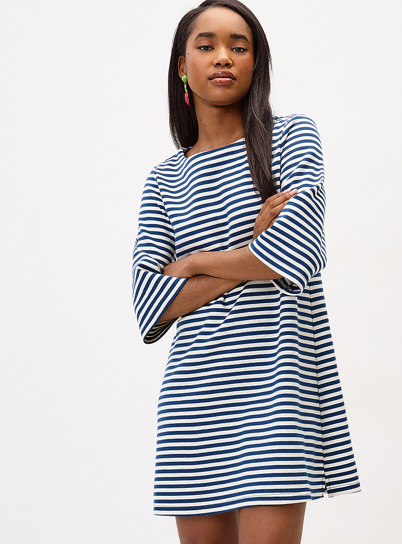 blue white striped t shirt dress Blue Stripe 100% Cotton T-Shirt Dress - All Dresses