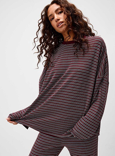 Striped ultra-loose T-shirt