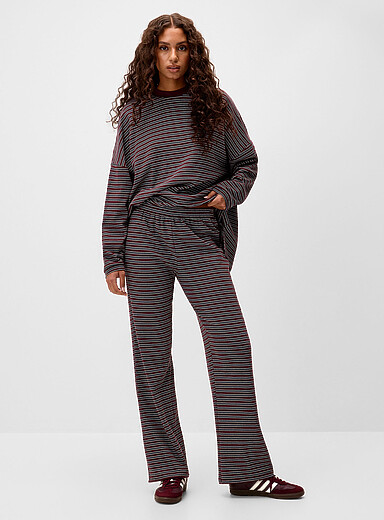Multi-stripe elastic waist pant