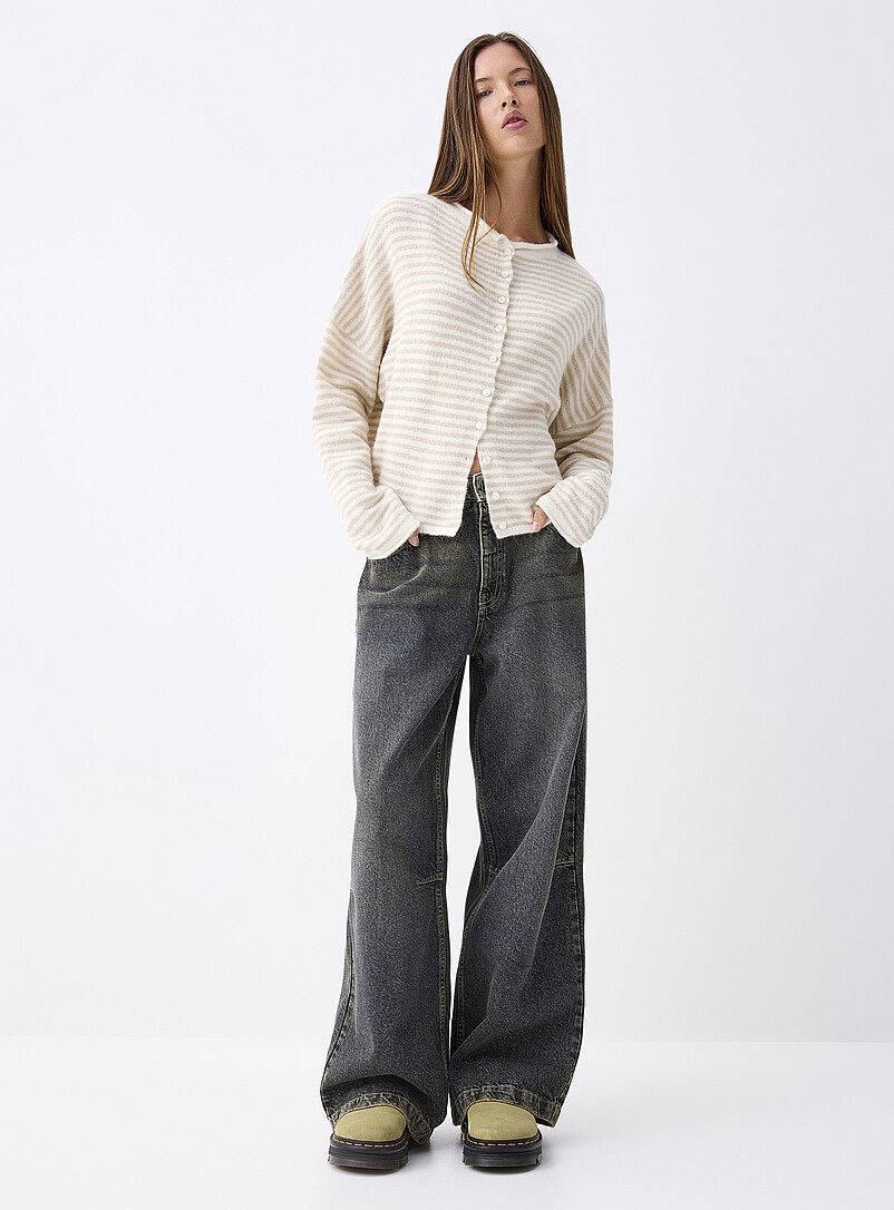Things Between Ruby/Vermilion Fluffy knit cardigan for women