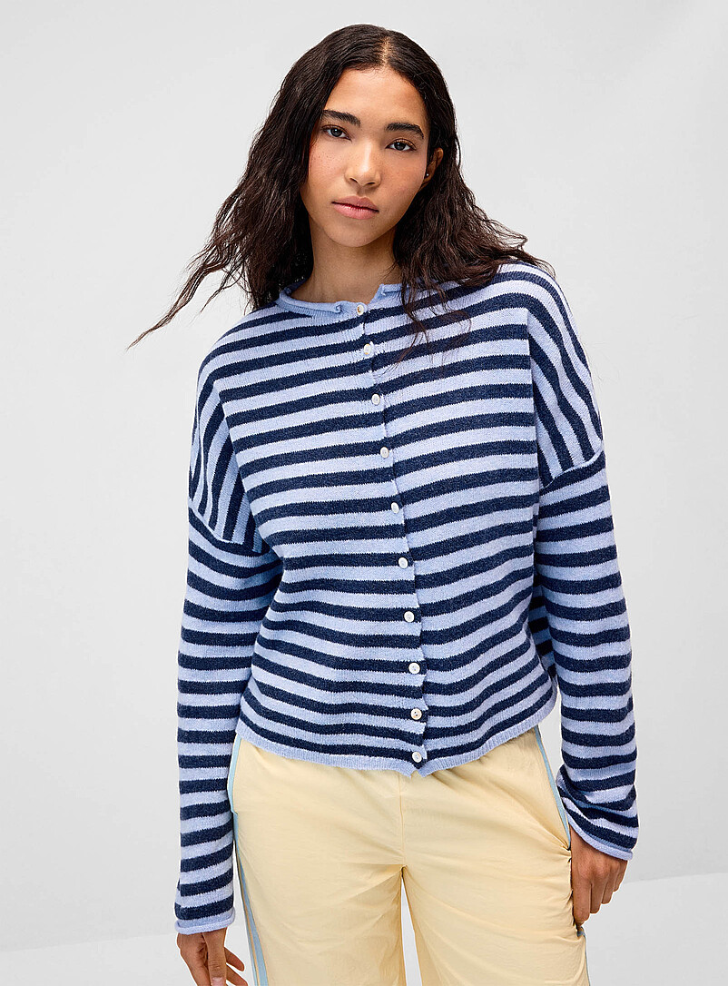 Things Between: Le cardigan tricot duveteux Bleu pour femme
