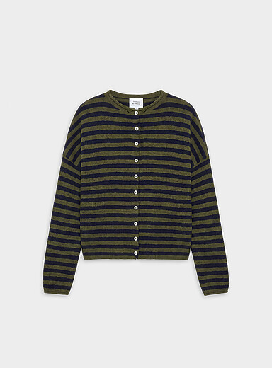 Things Between: Le cardigan tricot duveteux Bleu et vert pour femme