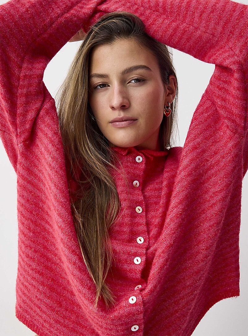 Cardigan Tricoté à Motifs Câbles - Gris Et Blanc - Marque Ronson - Taille XL - Occasion Très Bon état